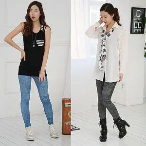 [아우트]기본돌청 스판 청나염레깅스 레깅스 JE-2474