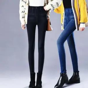 [아우트]데님 여성 편한 페이크 블랙 블루블랙 블루