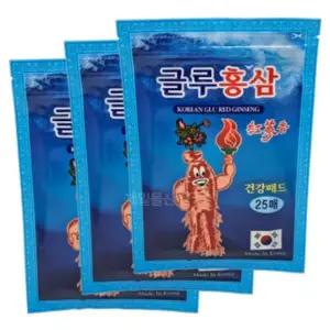 글루홍삼 패드 25매입 붙이는 찜질 팩 건강 패치 3개
