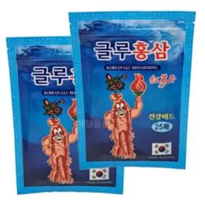 글루홍삼 패드 25매입 붙이는 찜질 팩 건강 패치 2개