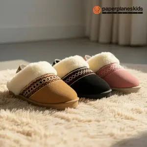 [페이퍼플레인키즈]PK8236 아동 키즈 스웨이드 겨울 털 슬리퍼 방한 기모 실내화