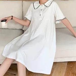 카라 포인트 라인 임산부 꾸안꾸룩 패ㅐ션 원피스 넉넉한핏 데일리 일상복 퍼프소매