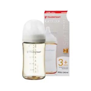 더블하트 아기 분유 모유 수유 젖병 240ml 베이지 1개