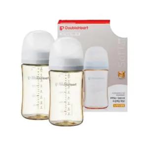 더블하트 아기 수유 젖병 와이트넥 240ml 2개 그레이