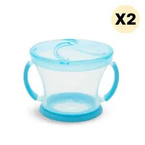스엔코샵 손잡이스낵컵 흘림방지 아기과자용기 블루2p