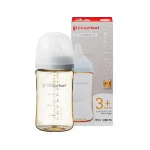 더블하트 아기 분유 젖병 출산 준비 240ml 그레이 1개