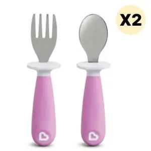 스엔코샵 이유식숟가락 주도 스테인레스 스푼 퍼플 2p