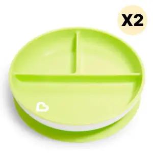 스엔코샵 흡착이유식식판 아기그릇 이유식용기 그린2p