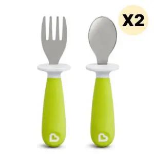 스엔코샵 이유식숟가락 주도 스테인레스 스푼 그린 2p