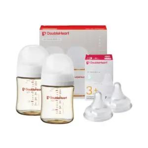 더블하트 신생아 젖병 출산 준비 축하 선물 화이트
