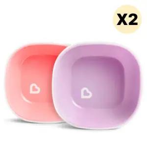 스엔코샵 논 이유식식기 아기그릇접시 핑크퍼플2p