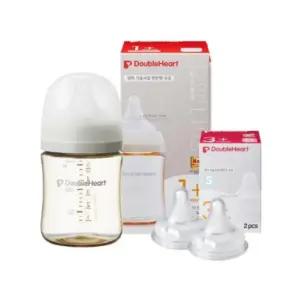 더블하트 신생아 젖병 160ml 젖꼭지S 세트 베이지