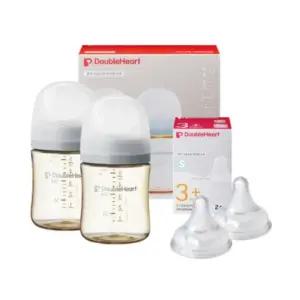 더블하트 젖병 출산 축하 선물 트윈팩 160ml 그레이