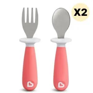 스엔코샵 이유식숟가락 주도 스테인레스 스푼 핑크 2p
