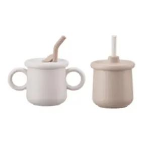 락앤락 리틀럽 빨대컵 실리콘 양손 일자 세트 크림 2P