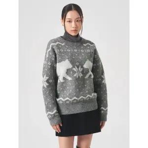 [에잇세컨즈] 폴라 베어 자카드 라운드넥 풀오버  그레이 (324Y51LYF3)