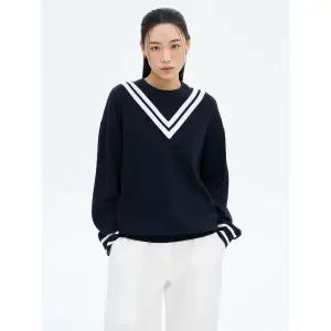 [에잇세컨즈] 컬러 배색 풀오버  네이비 (165351DQ5R)