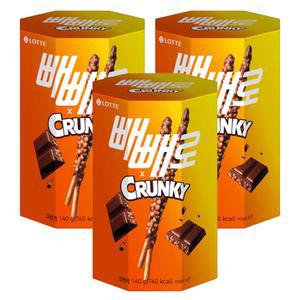롯데웰푸드 빼빼로 크런키, 140g, 3개