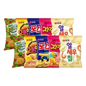 농심 자갈치, 90g, 2개 + 오징어집, 78g, 2개 + 알새우, 68g, 2개 + 포스틱, 84g, 2개 + 벌집핏자, 90g, 2개