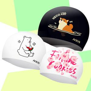 아쿠스 디자인 실리콘 수모 수영 모자