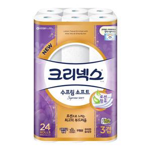 크리넥스 수프림소프트 와이드 3겹 27m 24롤 1팩