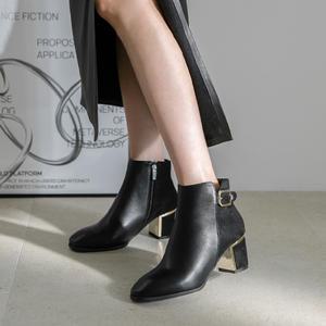 [분홍코끼리](무중력깔창) 미모갱신 골드 앵클부츠(6cm)