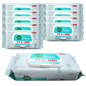 그린핑거 손소독 물티슈 캡형 30매x10팩 소독티슈