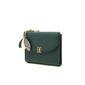 [닥스](강남점)DCWA2F307E2[MISTY FLOWER]그린 가죽 체크 플라워 장식 반지갑