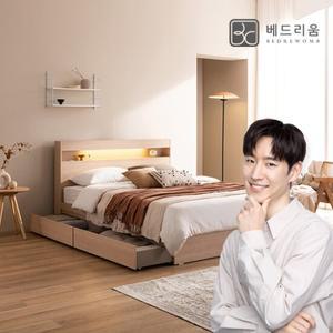 [베드리움] 파인드 LED 서랍형침대(Q)+독립 자카드 매트리스