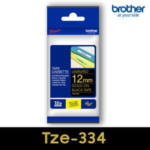 브라더정품 Tze-334_검정/금색_12mm 라벨테이프