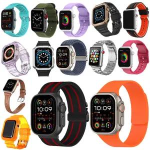 애플워치11 10 9 8 울트라 7 SE 6 5 4 3 2 1 호환 메탈 실리콘 가죽 스포츠 스트랩 밴드 시계줄