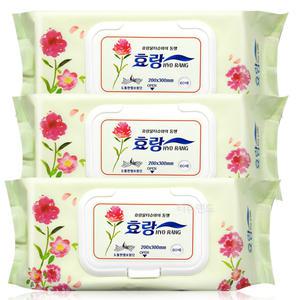 효랑 물티슈 캡형 60매 x3개 / 빅사이즈 특대형