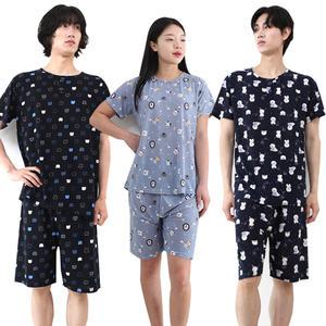 여성 남성 까실이 쿨 반팔 잠옷 세트 여자 남자 파자마 여름 아이스 홈웨어 상하세트 주니어