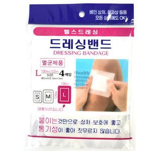 멸균 드레싱밴드(흰색) L 120X100 4매입 상처보호 일회용 방수 아쿠아 특대형 반창고 거즈