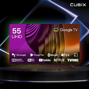 [으뜸효율]큐빅스 140cm 55인치 스마트TV UHD 4K 울트라LED 구글티비 안드로이드 에너지1등급 스탠드형 벽걸이형