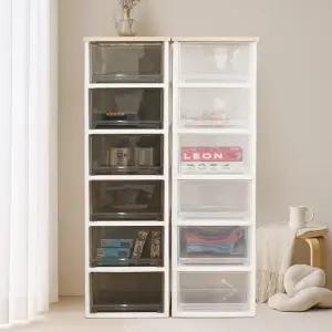 어반 우드상판 베이직 플라스틱 서랍장 6단 투명 수납장