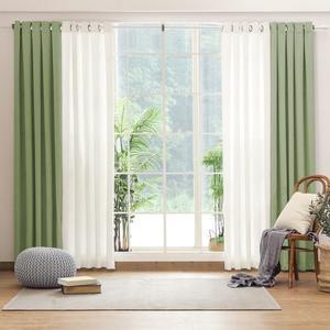 [라이크홈]사계절 프리미엄 암막커튼 아일렛형 긴창대폭 릴리그린 2P