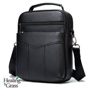 [여주점][힐링그래스][선물증정][무료반품] 소가죽 지퍼 핸드 남성 미니 크로스백 HGSS7456BK