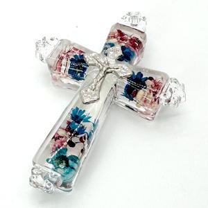 하얀국화 납골당꾸미기 프리저브드 꽃 장식 미니어처 부착식 천주교 십자가