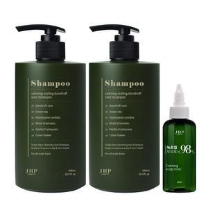 JHP 녹초엽 두피 스케일링 비듬 가려움 쿨 샴푸 500ml 2개+두피토닉 100ml 기획세트