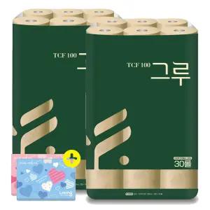 삼정 화장지 3겹 그루 오리지날 30m 30롤 2팩 + 여행용티슈 40매 2개