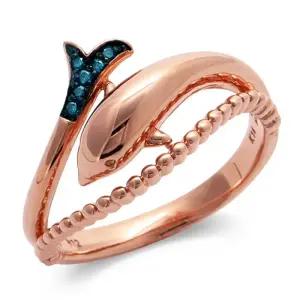 14K 행운 돌고래 청다이아 크로스 반지 NPR35553