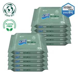 스카트 에코 종이 물티슈 휴대용 20매 x 10개 41803
