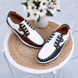 [제이시]제이시 남자 보트화 3cm 가죽 화이트 스니커즈 M040