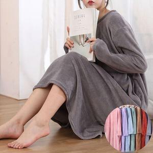 [110 빅사이즈까지] 도톰한 밍크 극세사 꿀잠원피스