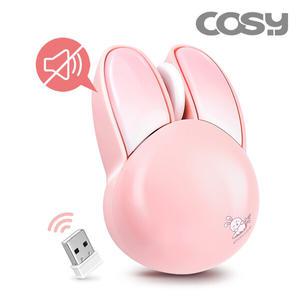 코시 귀여운 토끼마우스 무소음 무선 마우스 핑크 사무용 휴대용 M4109WL
