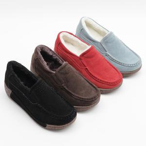 여성 천연소가죽 털단화 5cm 키높이 방한슈즈 겨울 털신 방한화 - SW-057