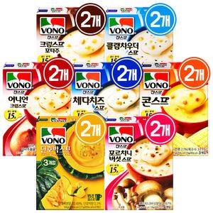 보노스프 어니언 + 치즈 + 콘 + 크림 + 클램차우더 + 단호박 + 버섯 각 2개 총 14개