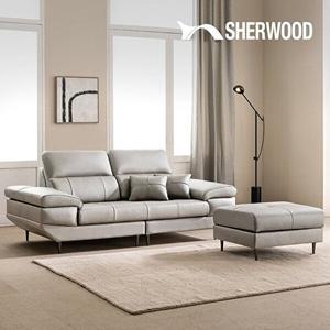 [쉐우드가구]오르테 이태리 천연소가죽 소파 3인용 + 스툴