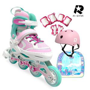 롤링스타 밀크런 인라인 롤러 스케이트 세트 헬맷 보호대 가방